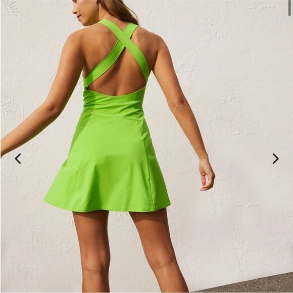 Outdoor Voices Cross Back Dress In Grasshopper - Picture 2 of 6